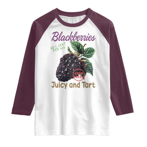 Fresh Juicy Blackberries Raglan Shirt Retro Vintage Backberry Farmers Market TS02 White Maroon Print Your Wear