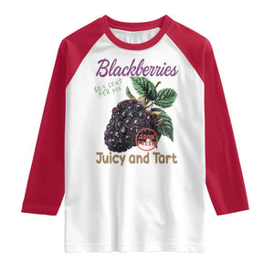 Fresh Juicy Blackberries Raglan Shirt Retro Vintage Backberry Farmers Market TS02 White Red Print Your Wear