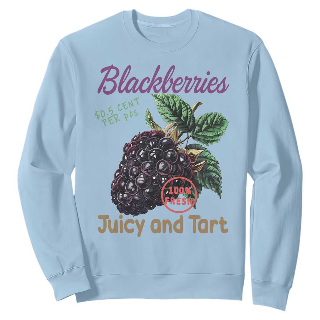 Fresh Juicy Blackberries Sweatshirt Retro Vintage Backberry Farmers Market TS02 Light Blue Print Your Wear