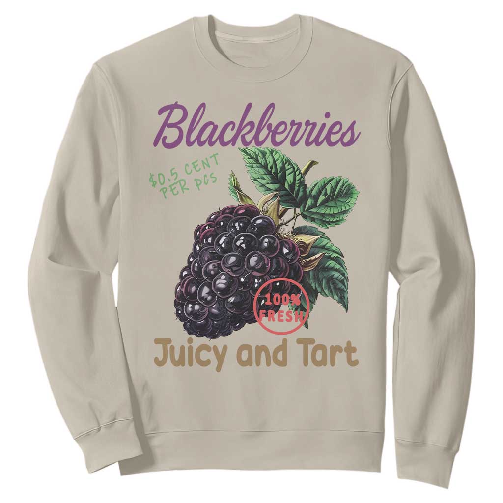 Fresh Juicy Blackberries Sweatshirt Retro Vintage Backberry Farmers Market TS02 Sand Print Your Wear