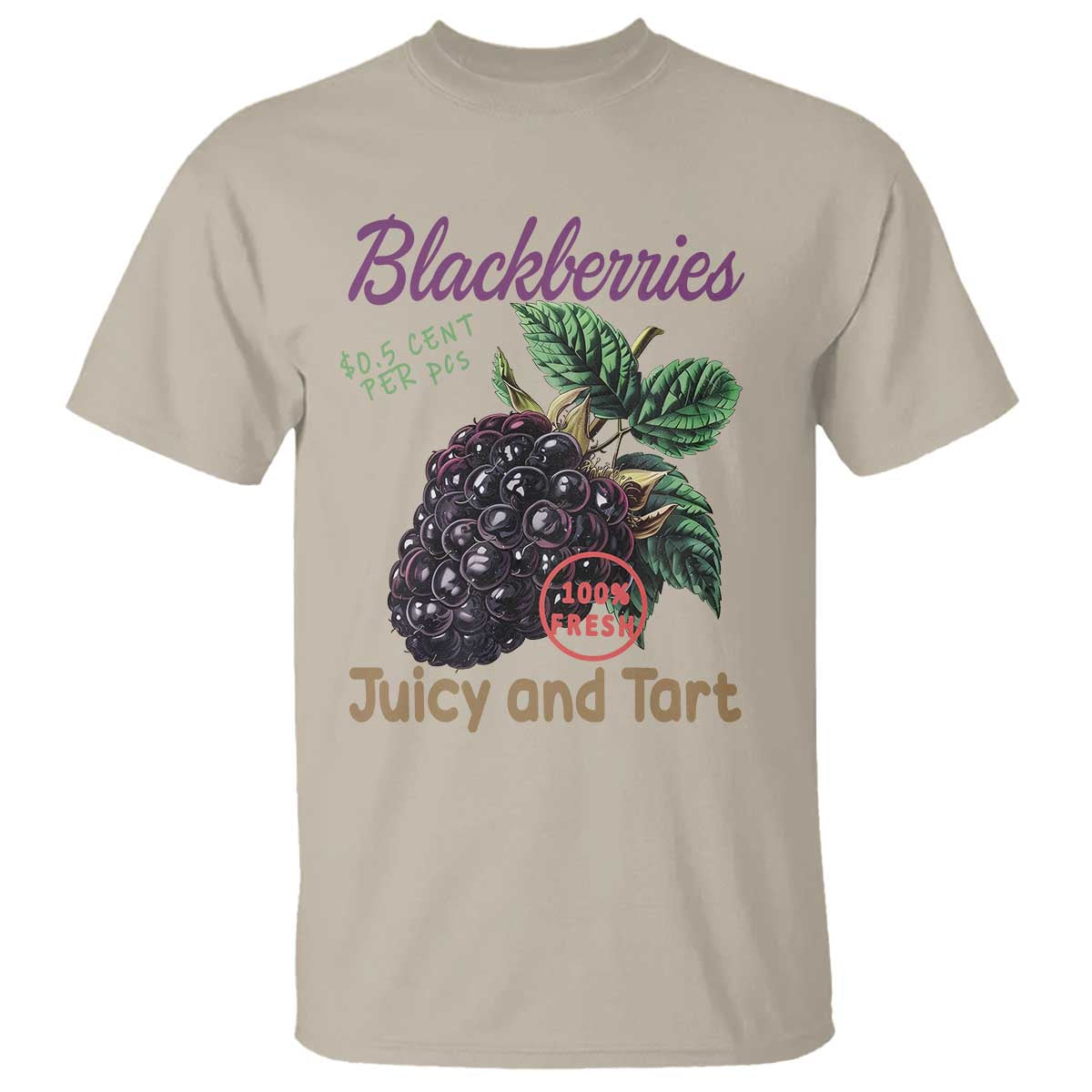 Fresh Juicy Blackberries T Shirt Retro Vintage Backberry Farmers Market TS02 Sand Print Your Wear