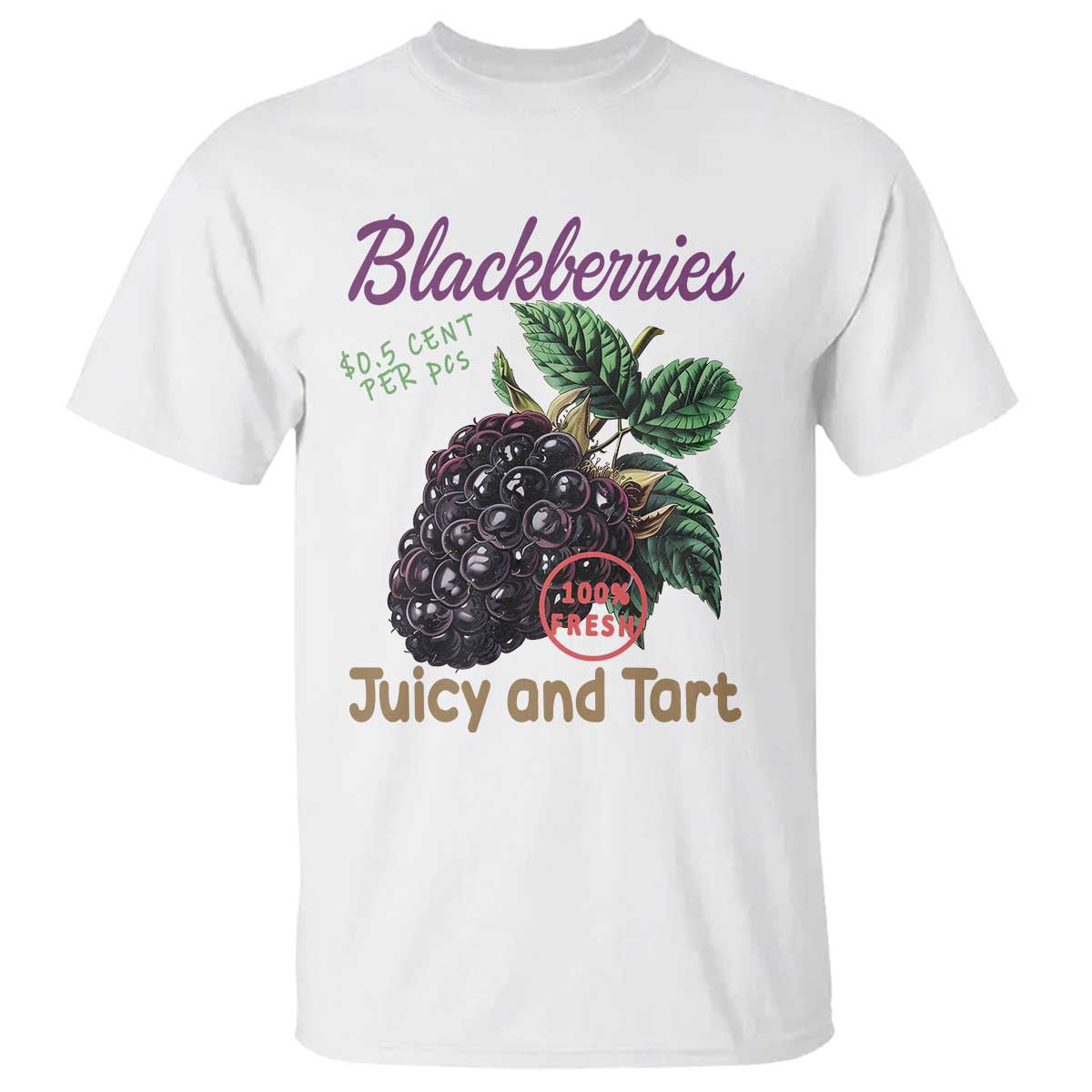 Fresh Juicy Blackberries T Shirt Retro Vintage Backberry Farmers Market TS02 White Print Your Wear