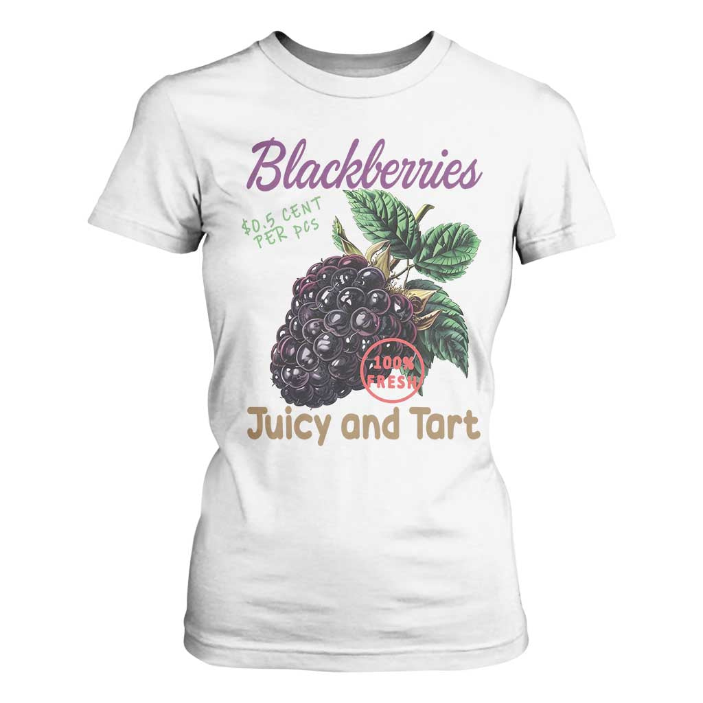 Fresh Juicy Blackberries T Shirt For Women Retro Vintage Backberry Farmers Market TS02 White Print Your Wear