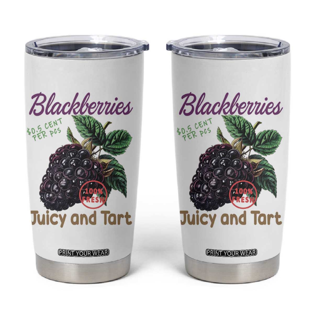 Fresh Juicy Blackberries Tumbler Cup Retro Vintage Backberry Farmers Market TS02 White Print Your Wear