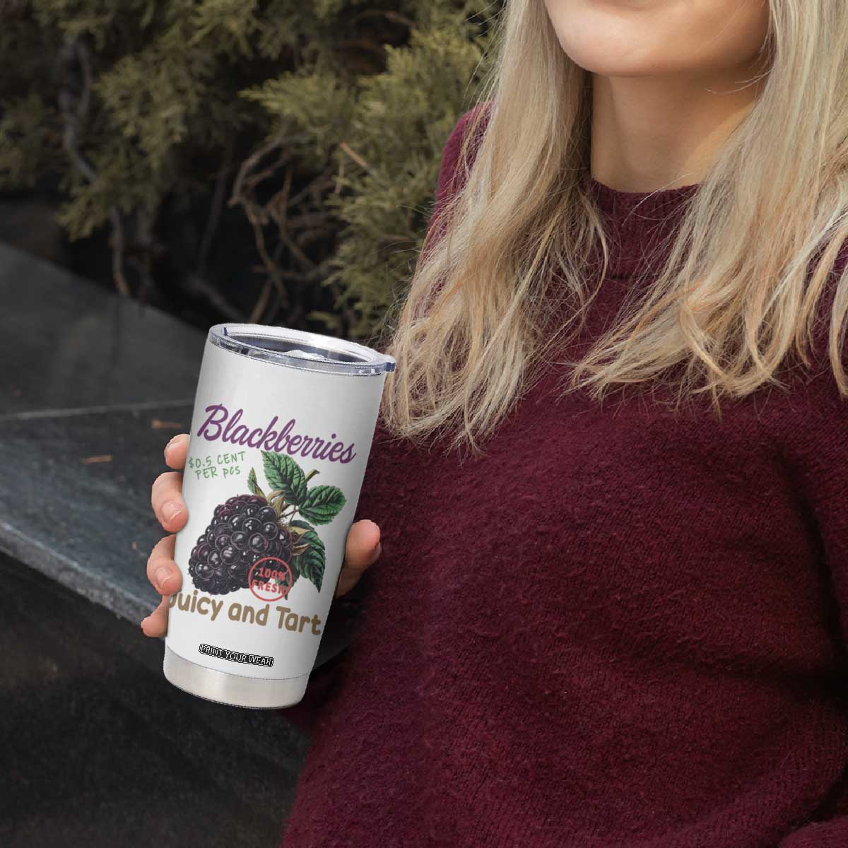 Fresh Juicy Blackberries Tumbler Cup Retro Vintage Backberry Farmers Market TS02 Print Your Wear