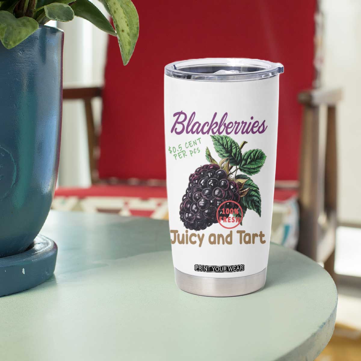 Fresh Juicy Blackberries Tumbler Cup Retro Vintage Backberry Farmers Market TS02 Print Your Wear