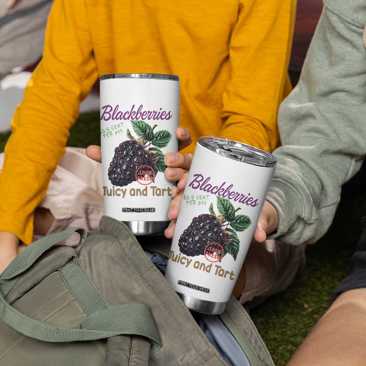 Fresh Juicy Blackberries Tumbler Cup Retro Vintage Backberry Farmers Market TS02 Print Your Wear