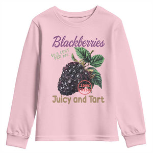 Fresh Juicy Blackberries Youth Sweatshirt Retro Vintage Backberry Farmers Market TS02 Light Pink Print Your Wear