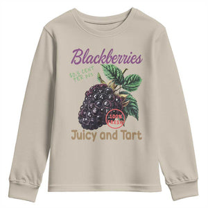 Fresh Juicy Blackberries Youth Sweatshirt Retro Vintage Backberry Farmers Market TS02 Sand Print Your Wear
