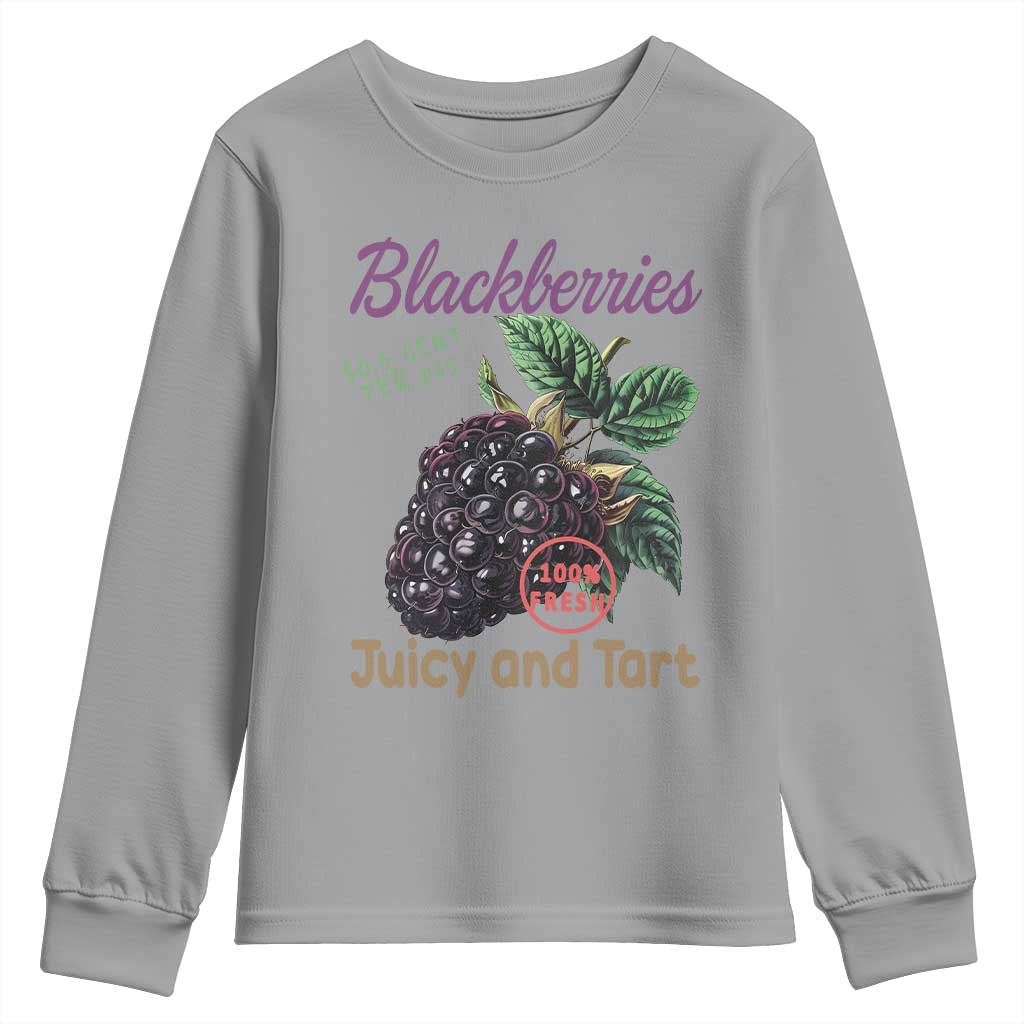 Fresh Juicy Blackberries Youth Sweatshirt Retro Vintage Backberry Farmers Market TS02 Sport Gray Print Your Wear