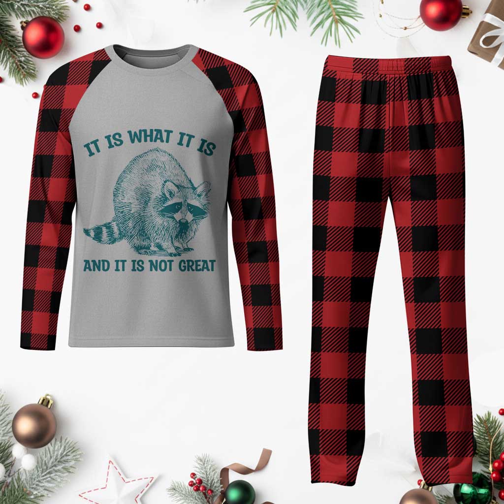 Funny Raccoon Meme It Is What It Is Plaid Pajama Set And It Is Not Great Mental Health Support TS02 Buffalo Plaid Print Your Wear