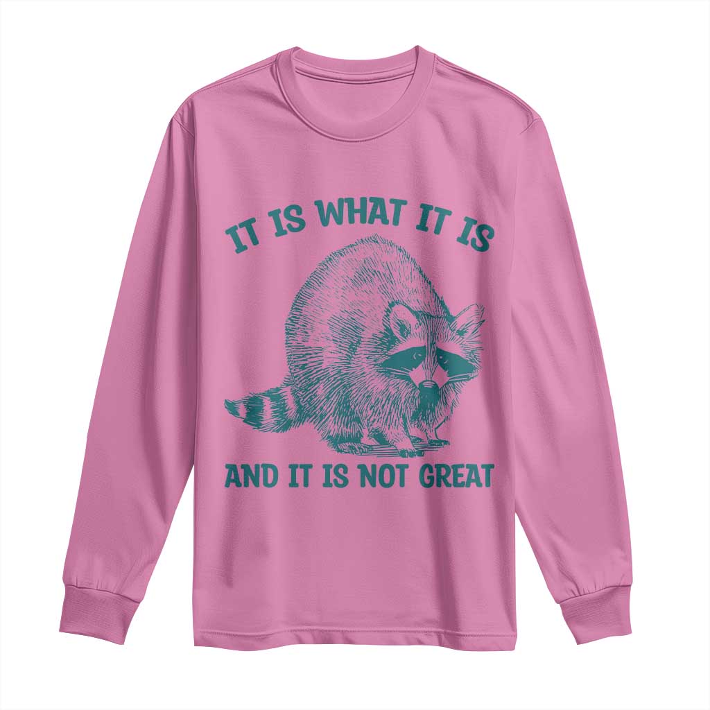 Funny Raccoon Meme It Is What It Is Long Sleeve Shirt And It Is Not Great Mental Health Support TS02 Azalea Print Your Wear