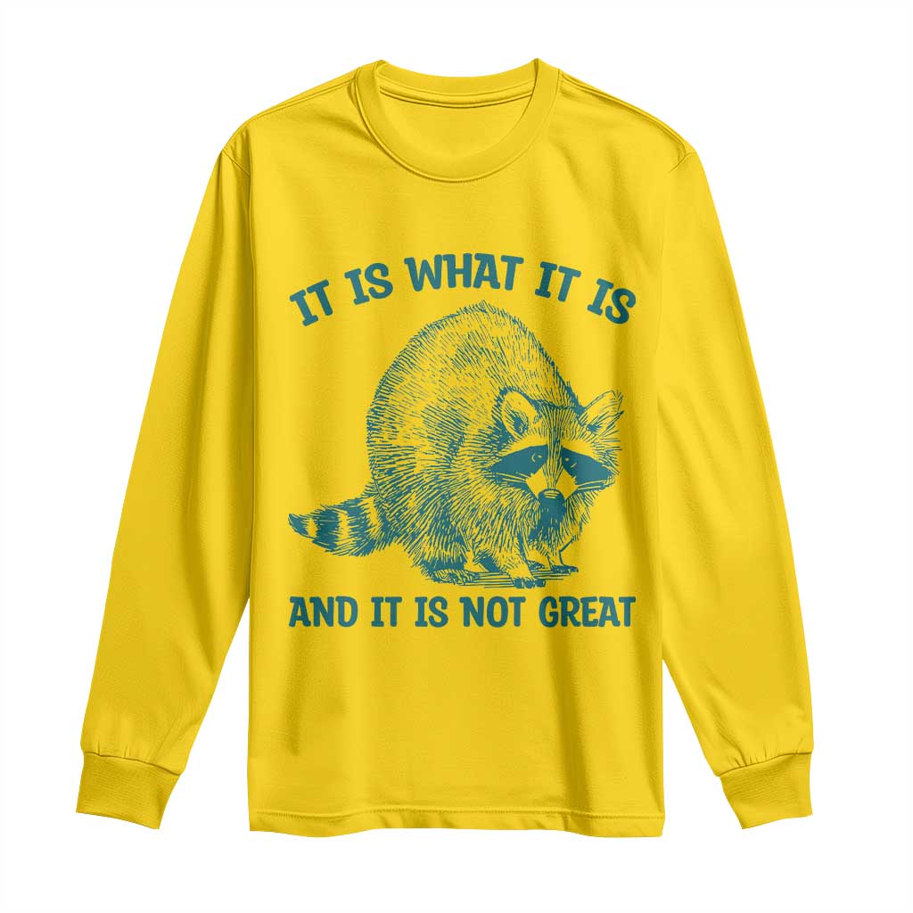 Funny Raccoon Meme It Is What It Is Long Sleeve Shirt And It Is Not Great Mental Health Support TS02 Daisy Print Your Wear