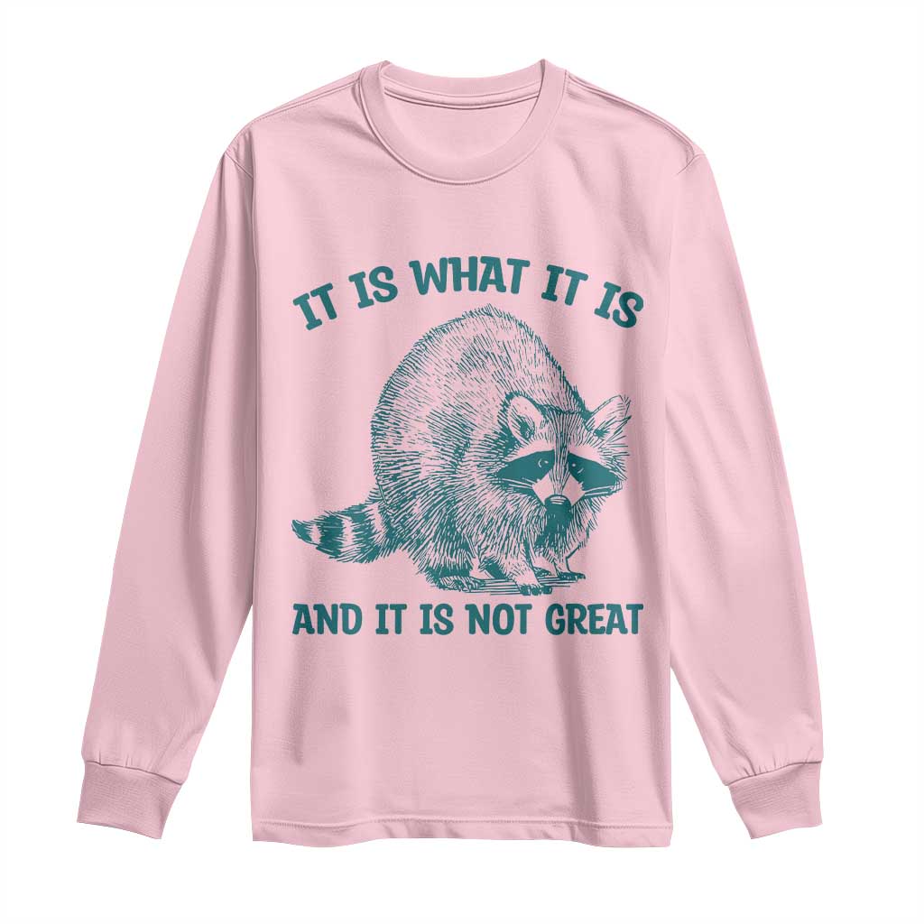 Funny Raccoon Meme It Is What It Is Long Sleeve Shirt And It Is Not Great Mental Health Support TS02 Light Pink Print Your Wear