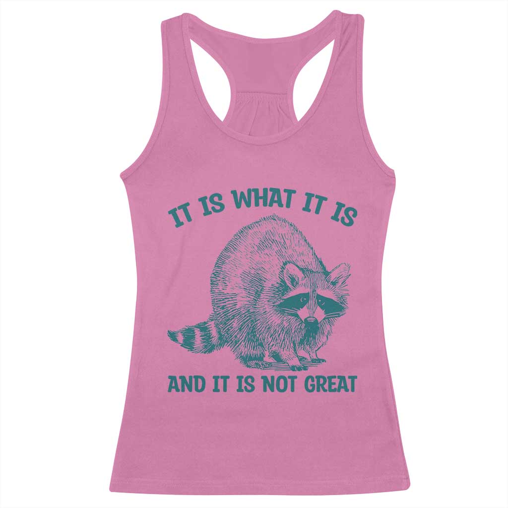 Funny Raccoon Meme It Is What It Is Racerback Tank Top And It Is Not Great Mental Health Support TS02 Azalea Print Your Wear