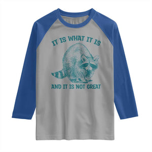 Funny Raccoon Meme It Is What It Is Raglan Shirt And It Is Not Great Mental Health Support TS02 Sport Gray Royal Print Your Wear