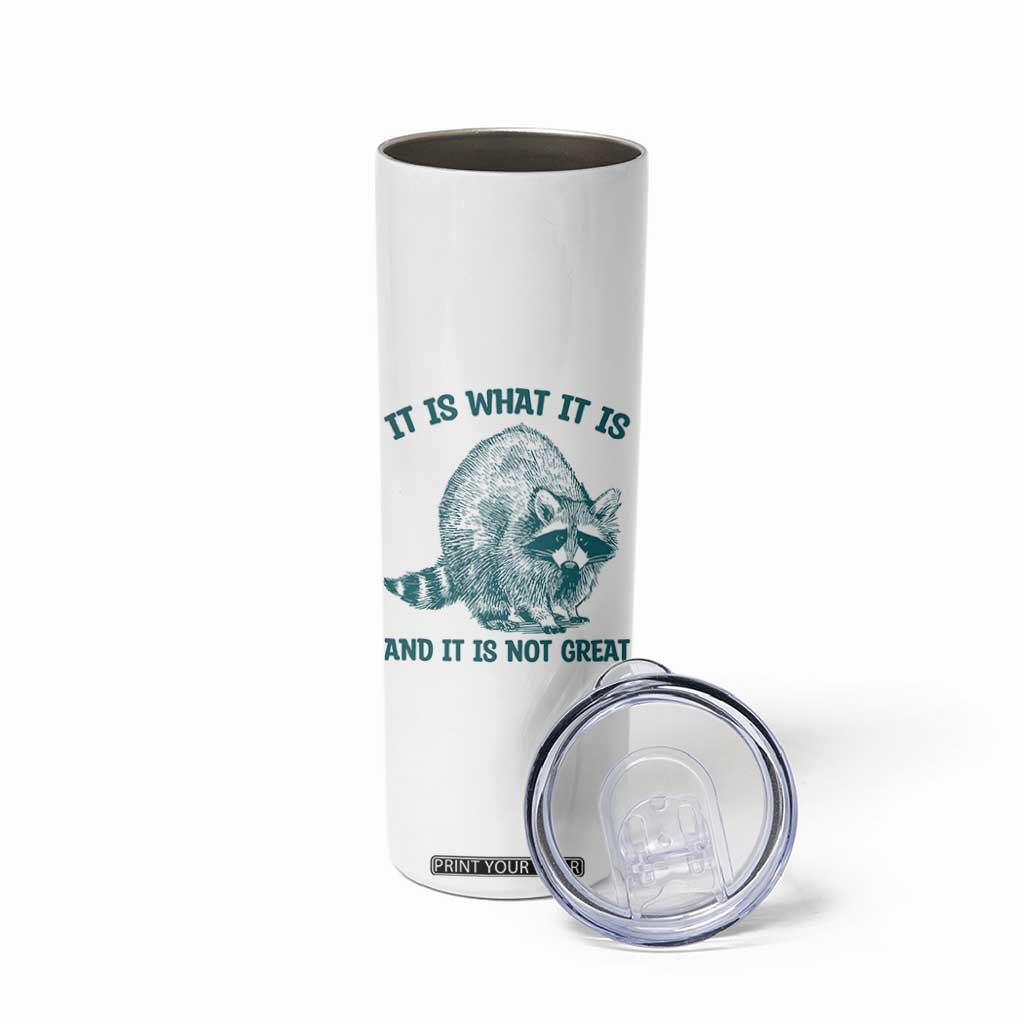 Funny Raccoon Meme It Is What It Is Skinny Tumbler And It Is Not Great Mental Health Support TS02 Print Your Wear