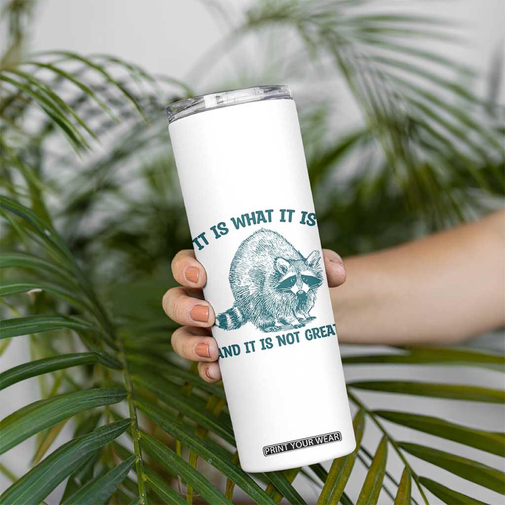 Funny Raccoon Meme It Is What It Is Skinny Tumbler And It Is Not Great Mental Health Support TS02 Print Your Wear
