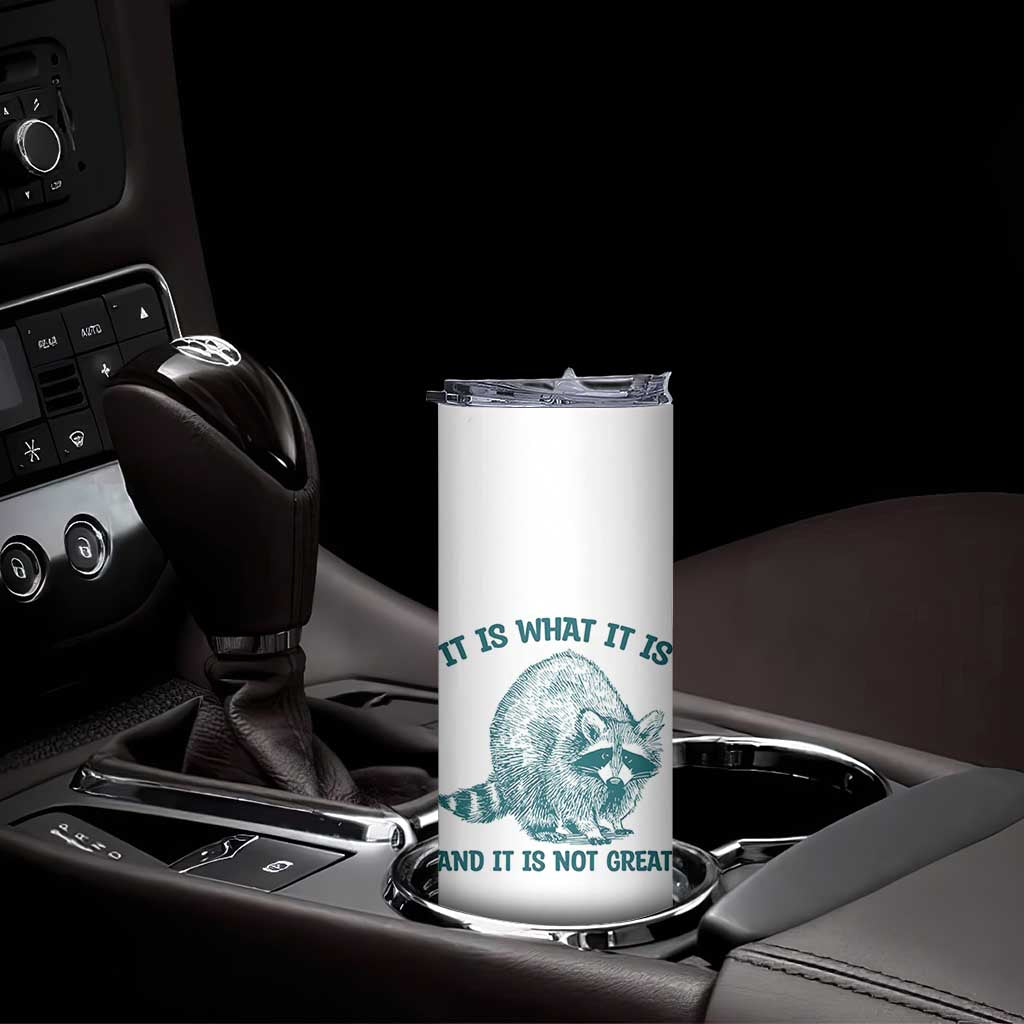 Funny Raccoon Meme It Is What It Is Skinny Tumbler And It Is Not Great Mental Health Support TS02 Print Your Wear