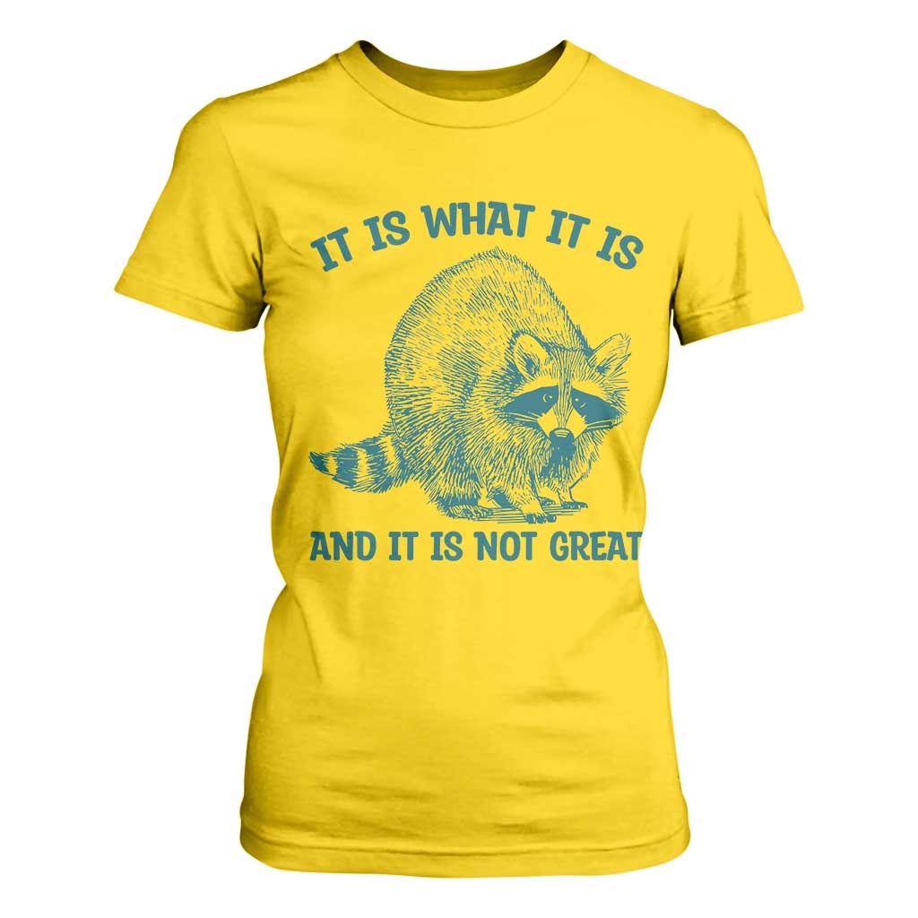 Funny Raccoon Meme It Is What It Is T Shirt For Women And It Is Not Great Mental Health Support TS02 Daisy Print Your Wear