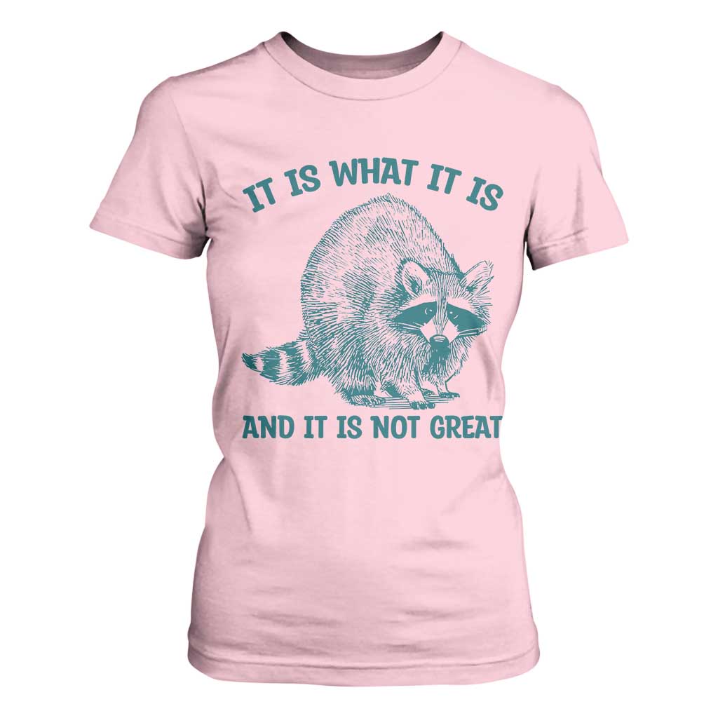 Funny Raccoon Meme It Is What It Is T Shirt For Women And It Is Not Great Mental Health Support TS02 Light Pink Print Your Wear