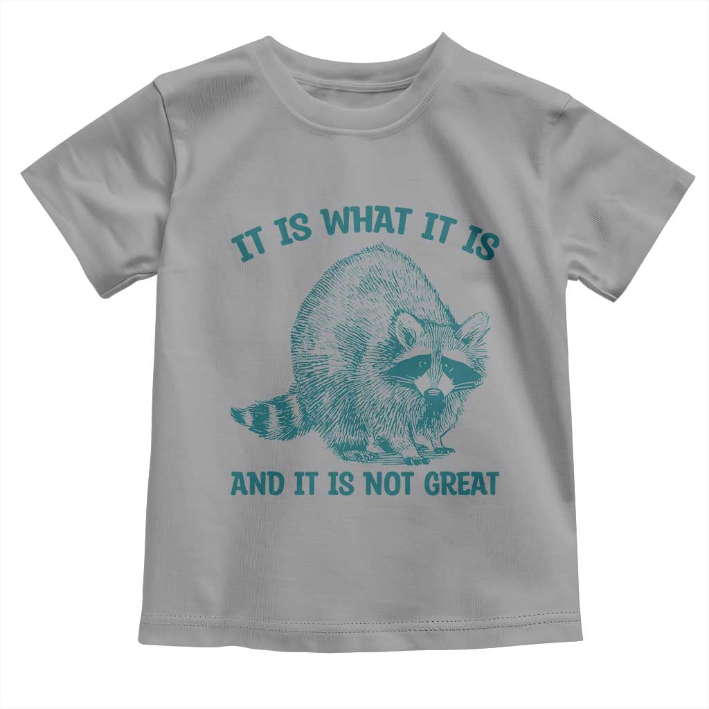Funny Raccoon Meme It Is What It Is Toddler T Shirt And It Is Not Great Mental Health Support TS02 Sport Gray Print Your Wear