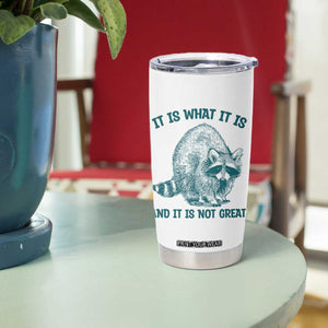 Funny Raccoon Meme It Is What It Is Tumbler Cup And It Is Not Great Mental Health Support TS02 Print Your Wear