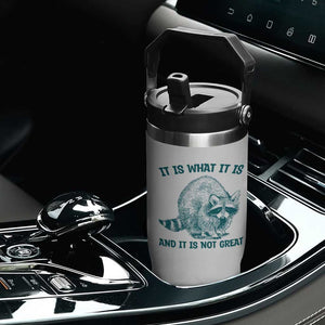 Funny Raccoon Meme It Is What It Is Flip Straw Tumbler And It Is Not Great Mental Health Support TS02 Print Your Wear