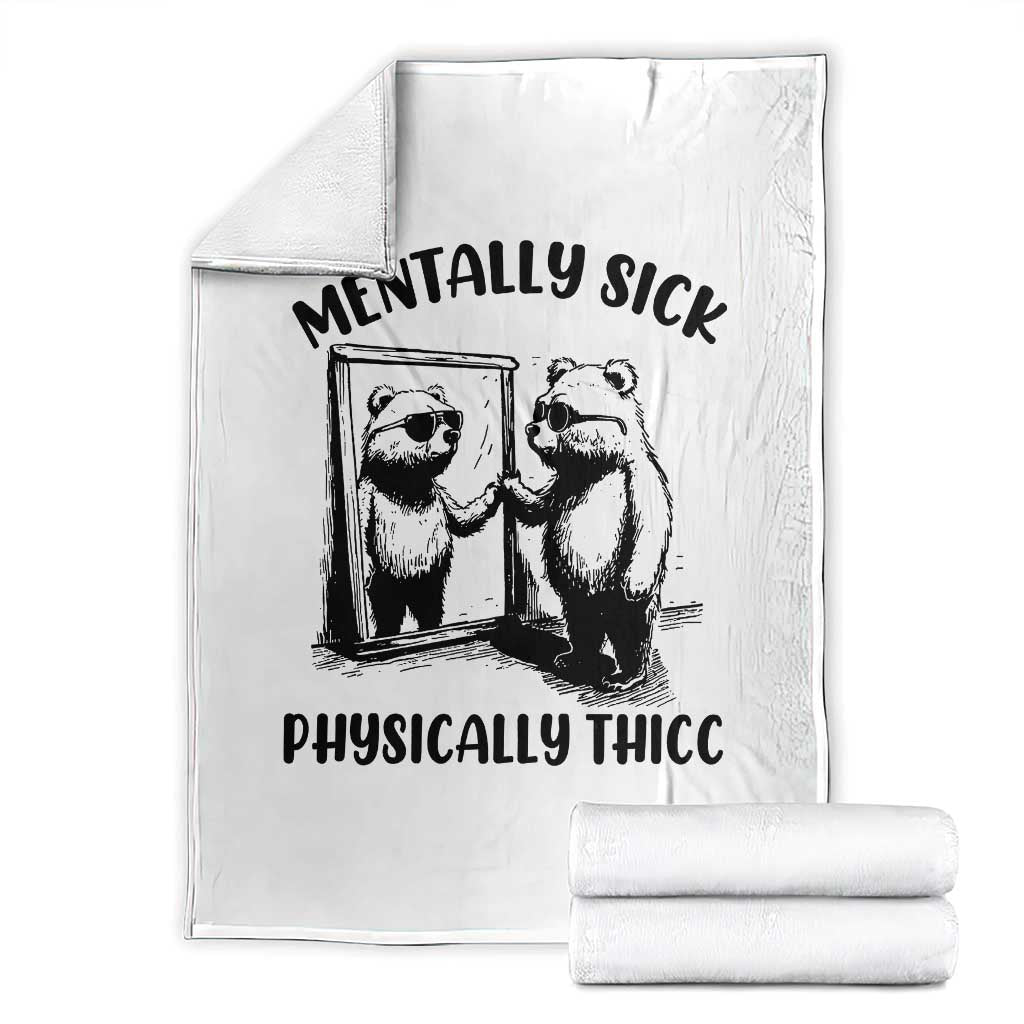 Mentally Sick Physically Thick Throw Blanket Retro Vintage Silly Raccoon Weird Meme TS02 White Print Your Wear