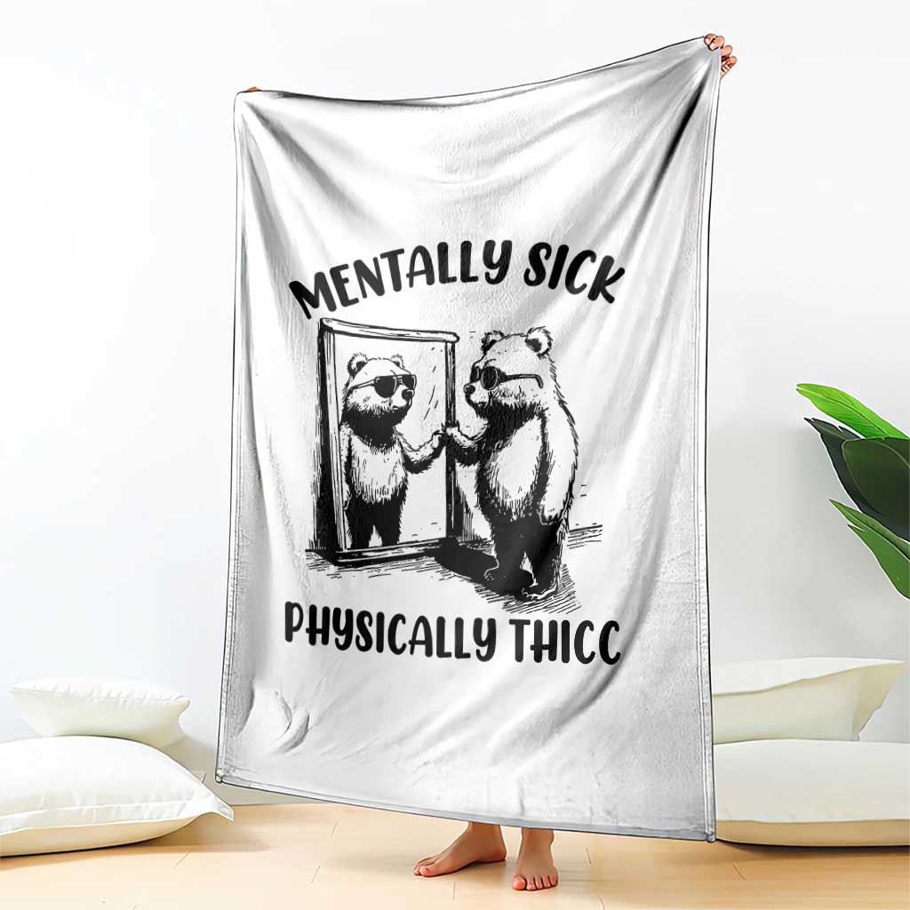 Mentally Sick Physically Thick Throw Blanket Retro Vintage Silly Raccoon Weird Meme TS02 Print Your Wear