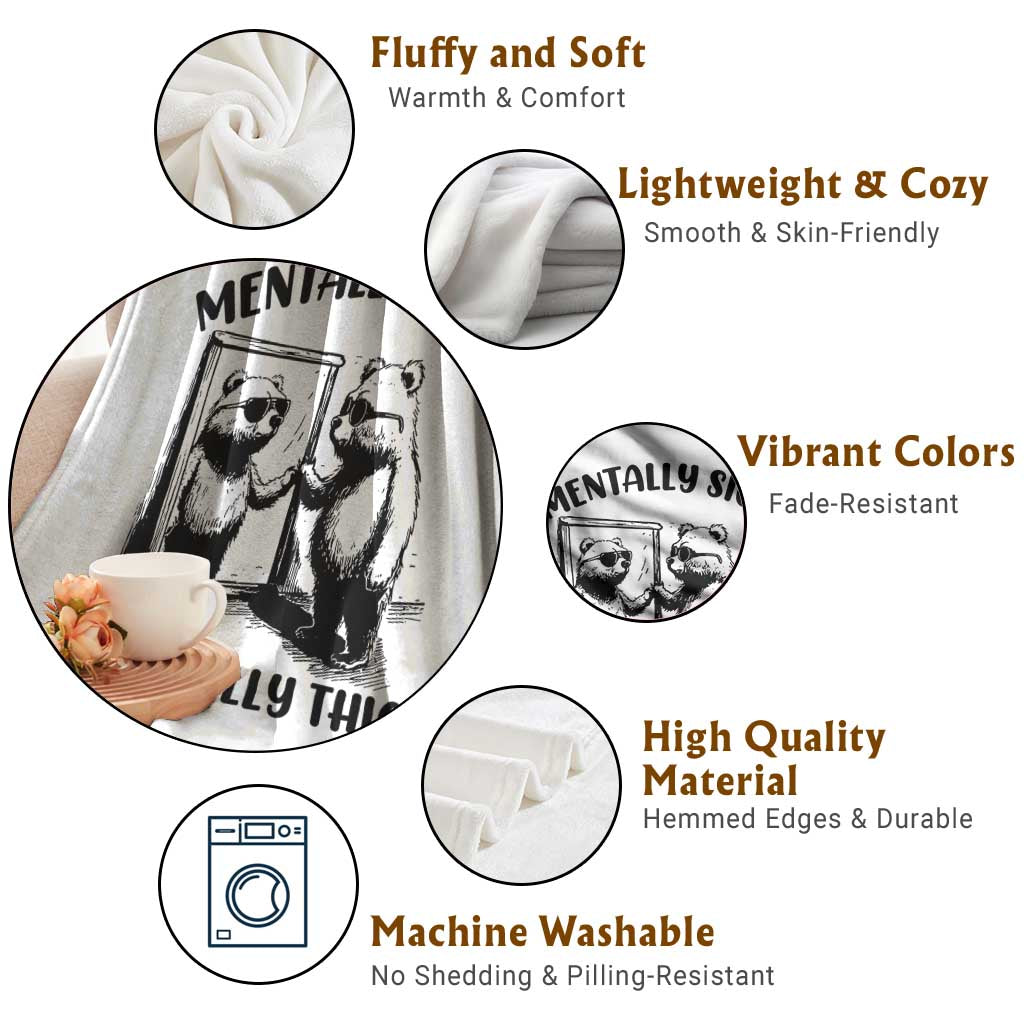 Mentally Sick Physically Thick Throw Blanket Retro Vintage Silly Raccoon Weird Meme TS02 Print Your Wear