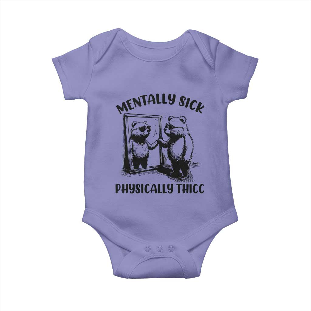 Mentally Sick Physically Thick Baby Onesie Retro Vintage Silly Raccoon Weird Meme TS02 Violet Print Your Wear