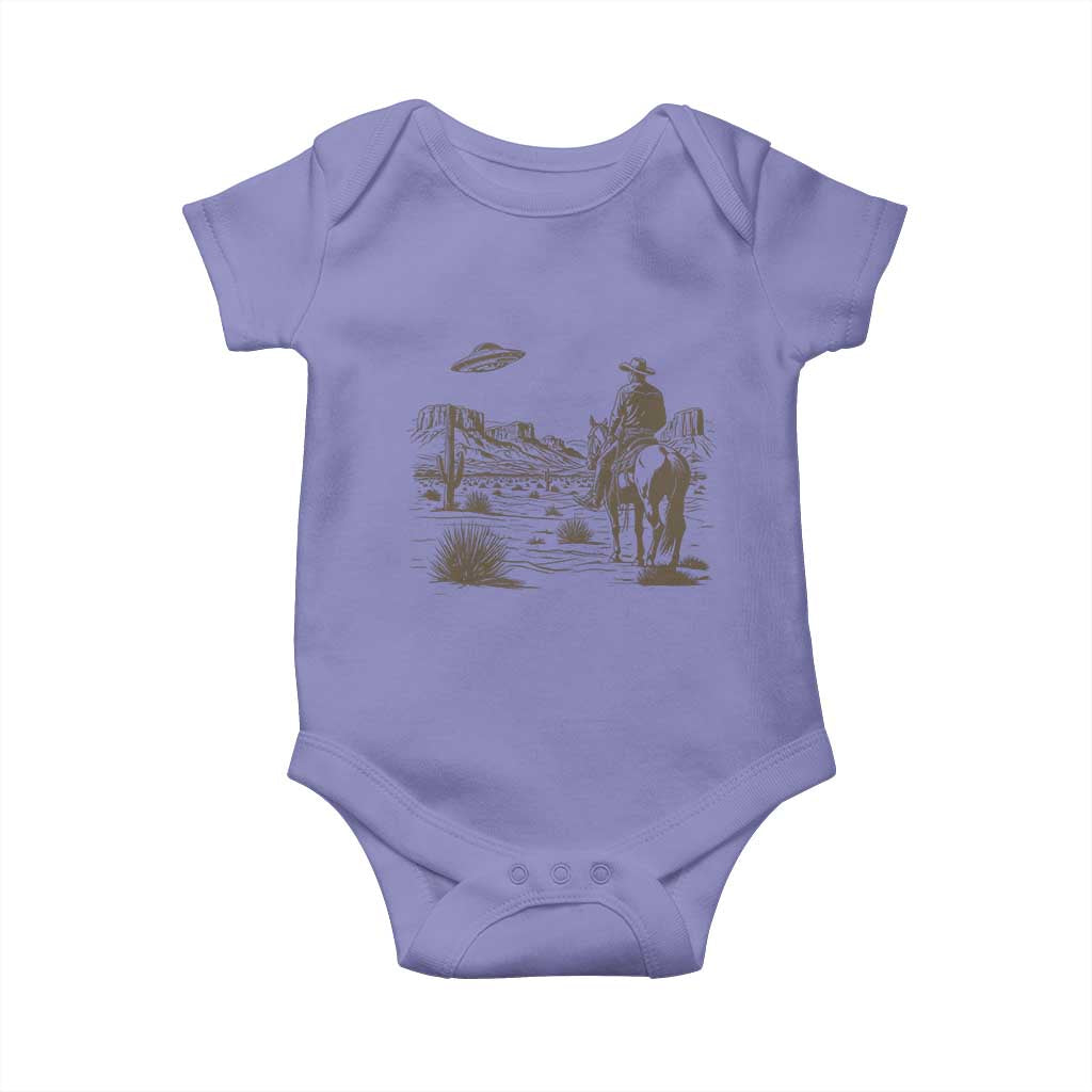 UFO Western Cowboy Baby Onesie Rodeo Wild West Retro Vintage Graphic TS02 Violet Print Your Wear