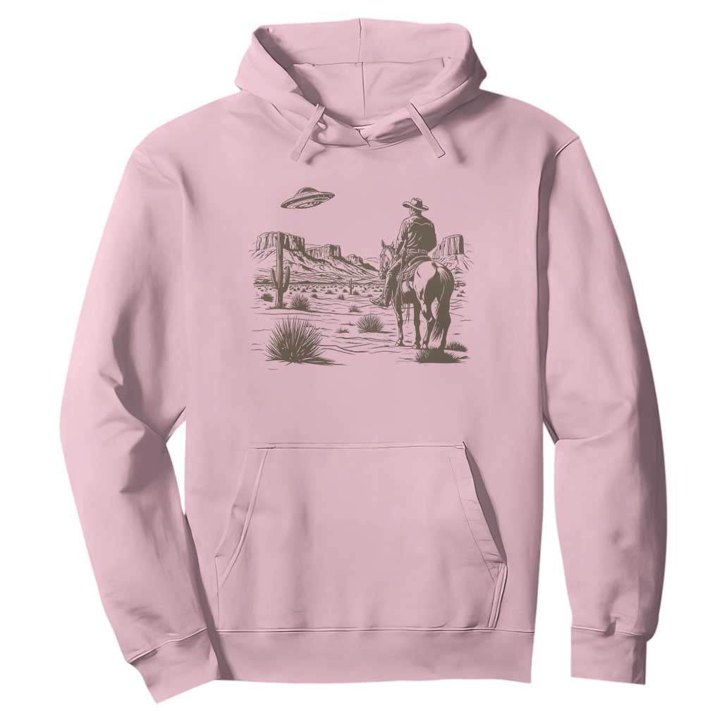 UFO Western Cowboy Hoodie Rodeo Wild West Retro Vintage Graphic TS02 Light Pink Print Your Wear