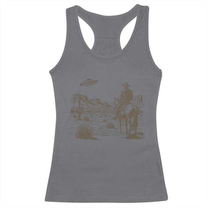 UFO Western Cowboy Racerback Tank Top Rodeo Wild West Retro Vintage Graphic TS02 Charcoal Print Your Wear