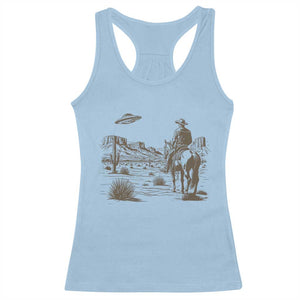 UFO Western Cowboy Racerback Tank Top Rodeo Wild West Retro Vintage Graphic TS02 Light Blue Print Your Wear