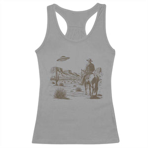UFO Western Cowboy Racerback Tank Top Rodeo Wild West Retro Vintage Graphic TS02 Sport Gray Print Your Wear