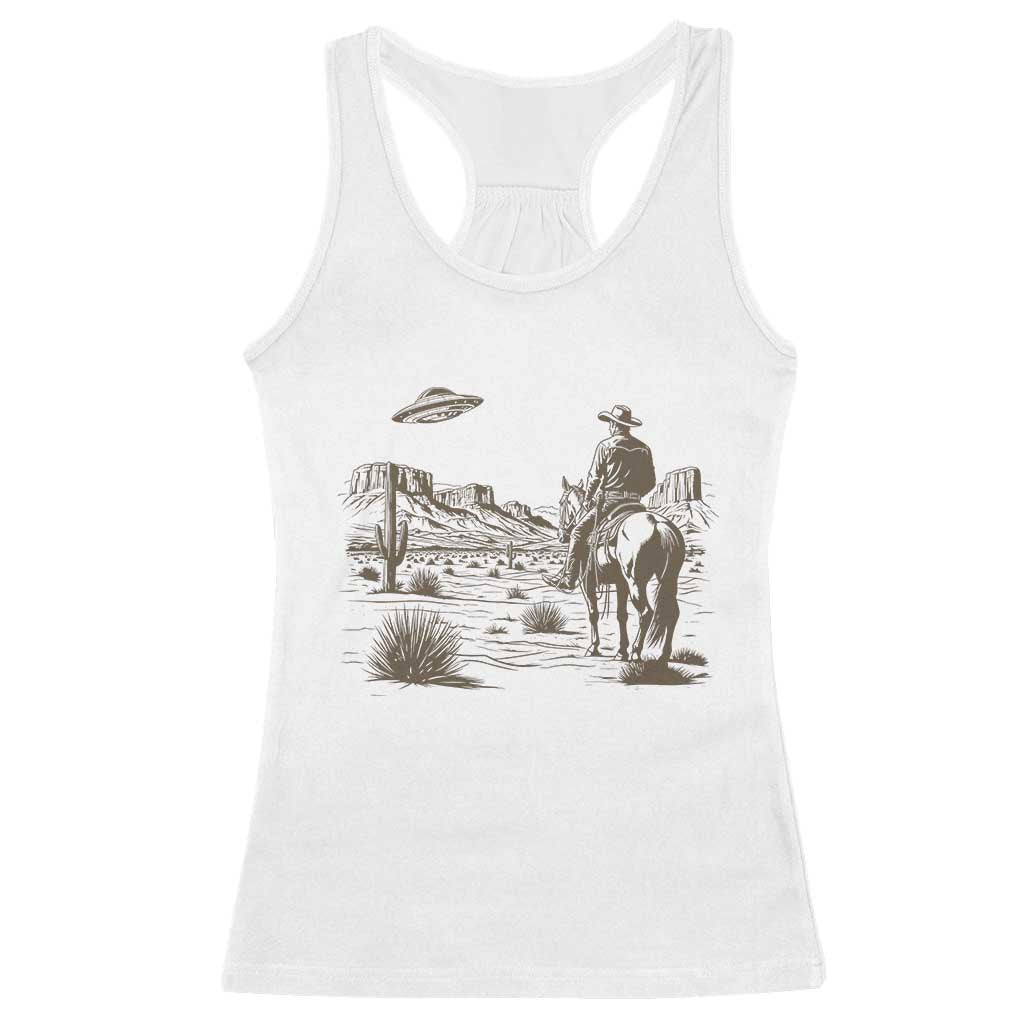 UFO Western Cowboy Racerback Tank Top Rodeo Wild West Retro Vintage Graphic TS02 White Print Your Wear