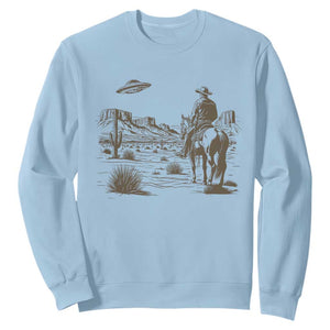 UFO Western Cowboy Sweatshirt Rodeo Wild West Retro Vintage Graphic TS02 Light Blue Print Your Wear
