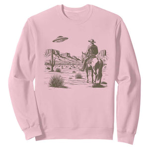 UFO Western Cowboy Sweatshirt Rodeo Wild West Retro Vintage Graphic TS02 Light Pink Print Your Wear