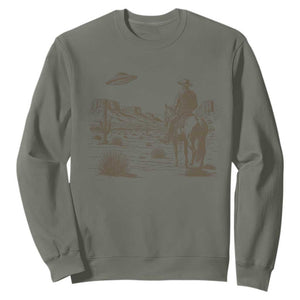 UFO Western Cowboy Sweatshirt Rodeo Wild West Retro Vintage Graphic TS02 Military Green Print Your Wear