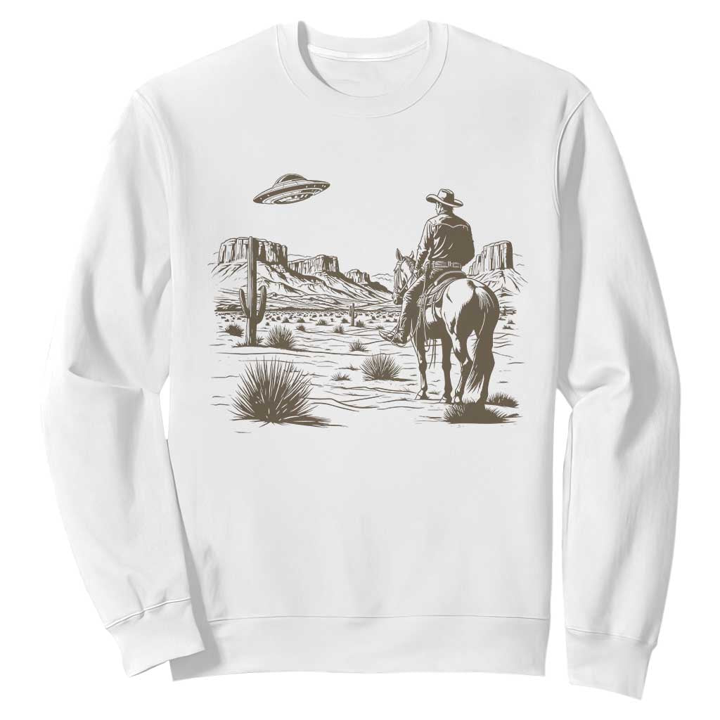 UFO Western Cowboy Sweatshirt Rodeo Wild West Retro Vintage Graphic TS02 White Print Your Wear