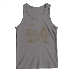 UFO Western Cowboy Tank Top Rodeo Wild West Retro Vintage Graphic TS02 Deep Heather Print Your Wear