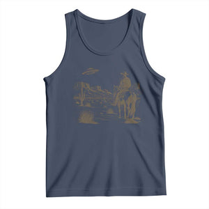 UFO Western Cowboy Tank Top Rodeo Wild West Retro Vintage Graphic TS02 Navy Print Your Wear