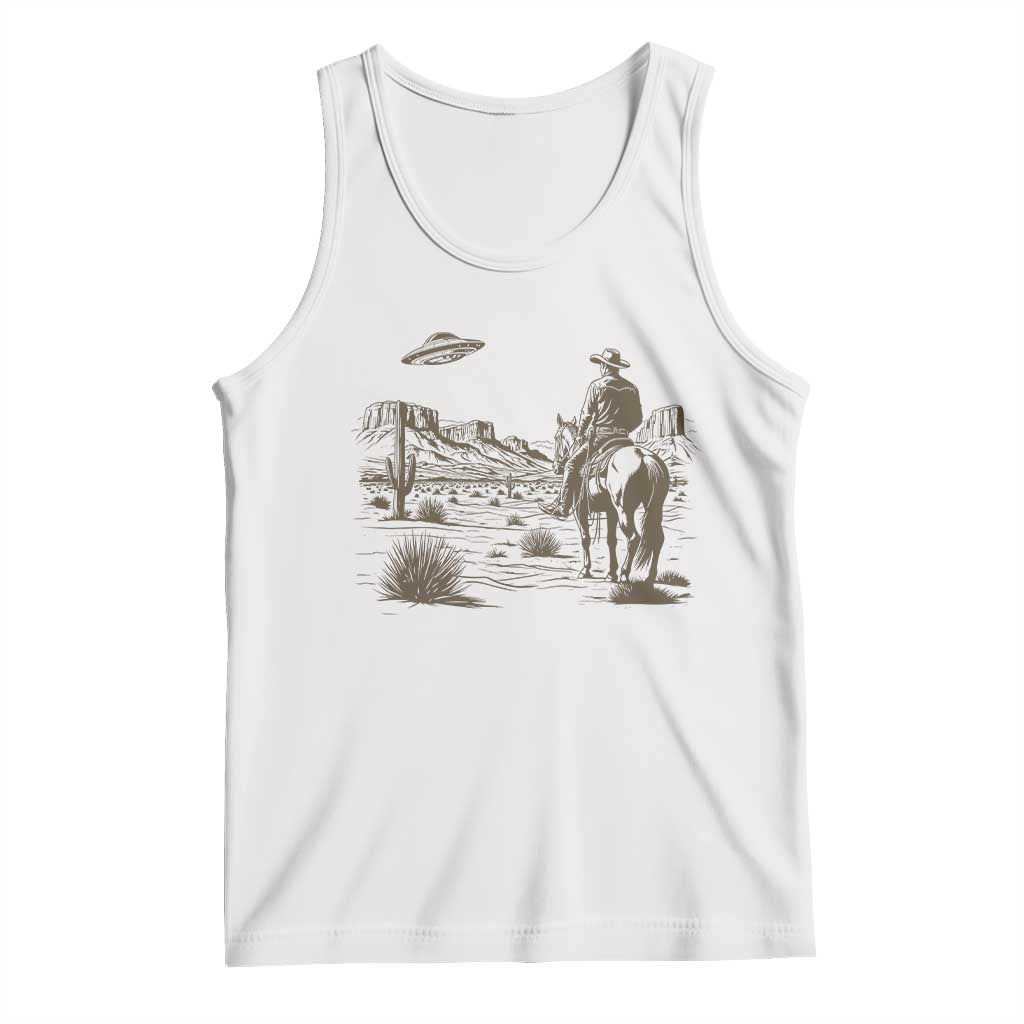 UFO Western Cowboy Tank Top Rodeo Wild West Retro Vintage Graphic TS02 White Print Your Wear
