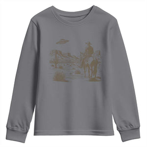 UFO Western Cowboy Youth Sweatshirt Rodeo Wild West Retro Vintage Graphic TS02 Charcoal Print Your Wear