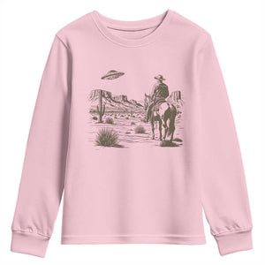 UFO Western Cowboy Youth Sweatshirt Rodeo Wild West Retro Vintage Graphic TS02 Light Pink Print Your Wear