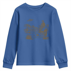UFO Western Cowboy Youth Sweatshirt Rodeo Wild West Retro Vintage Graphic TS02 Royal Blue Print Your Wear