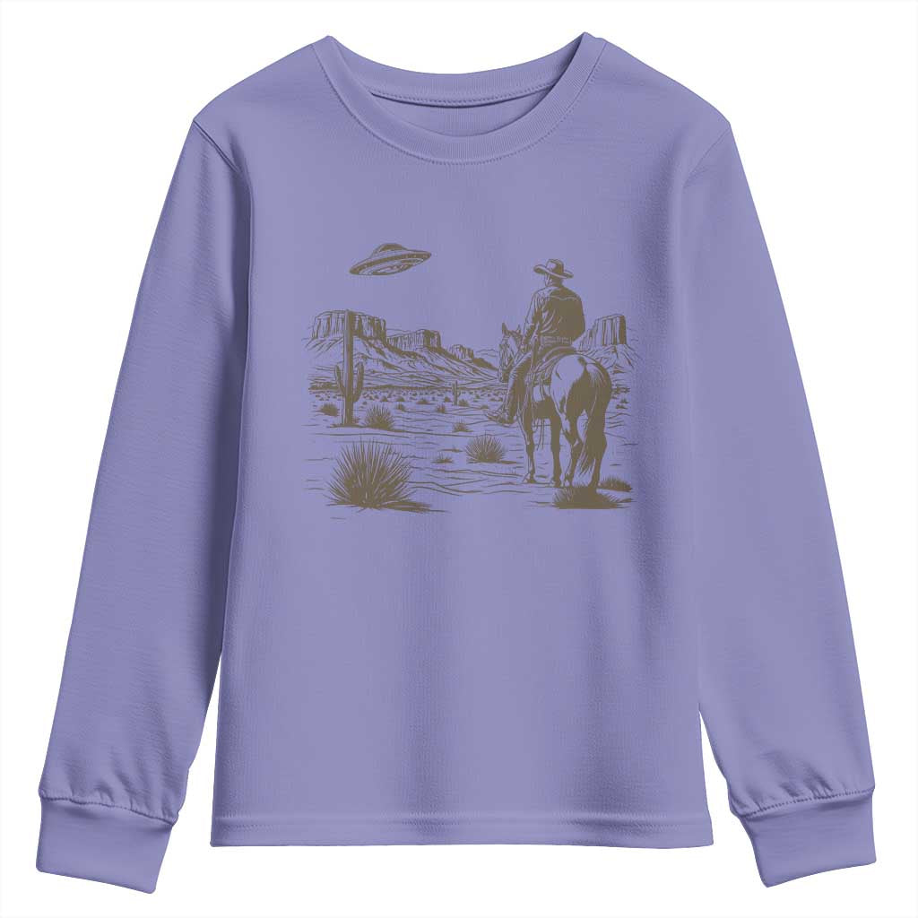 UFO Western Cowboy Youth Sweatshirt Rodeo Wild West Retro Vintage Graphic TS02 Violet Print Your Wear