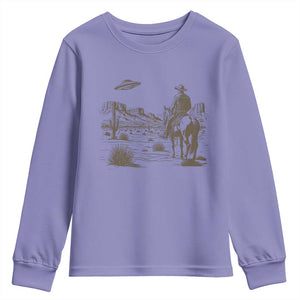 UFO Western Cowboy Youth Sweatshirt Rodeo Wild West Retro Vintage Graphic TS02 Violet Print Your Wear